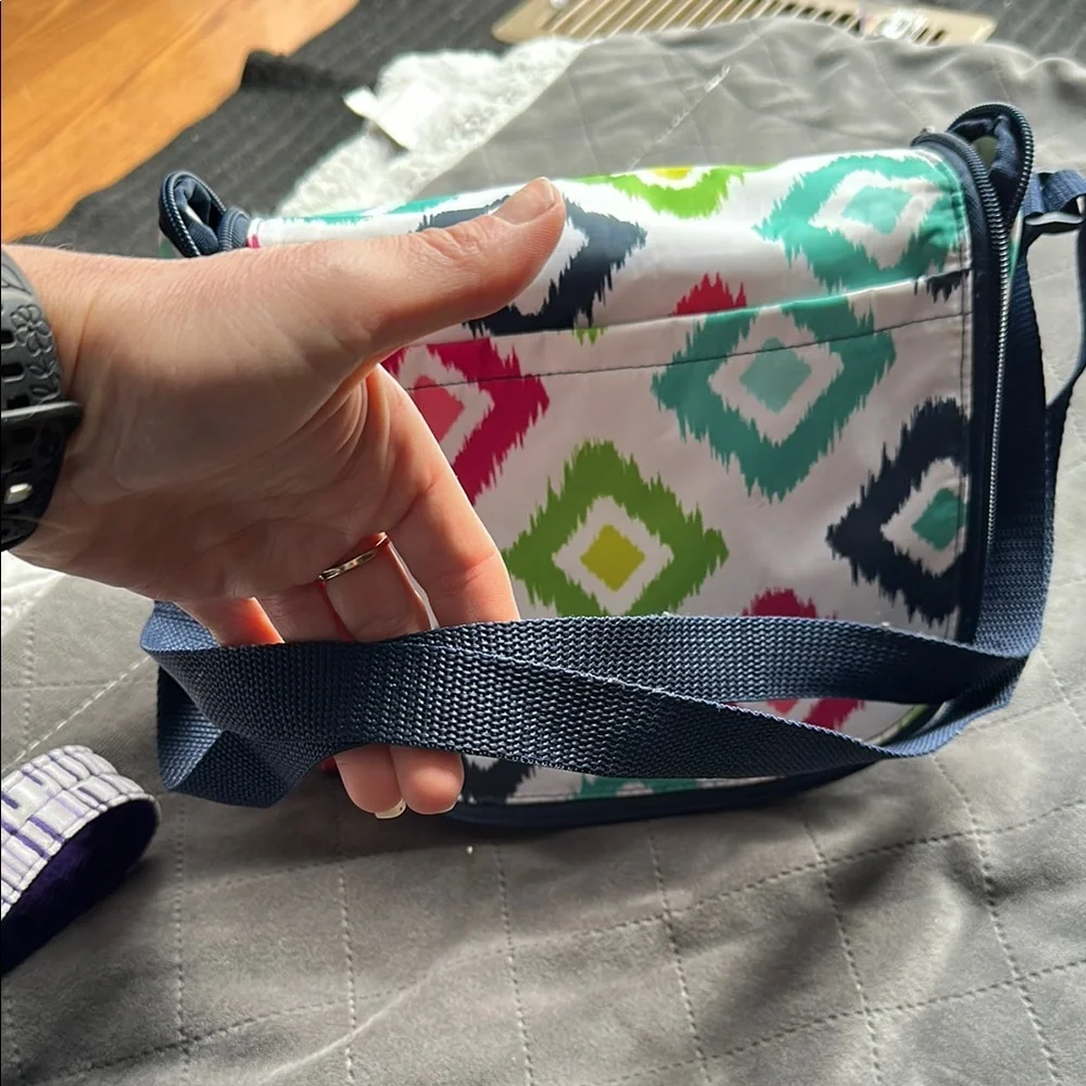 Thirty one Pink and Green Geometric Baby Bag with Flap Closure